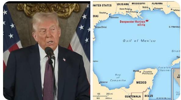 TRUMP PROPONE CAMBIAR EL NOMBRE DEL GOLFO DE MÉXICO AL “GOLFO DE AMÉRICA”